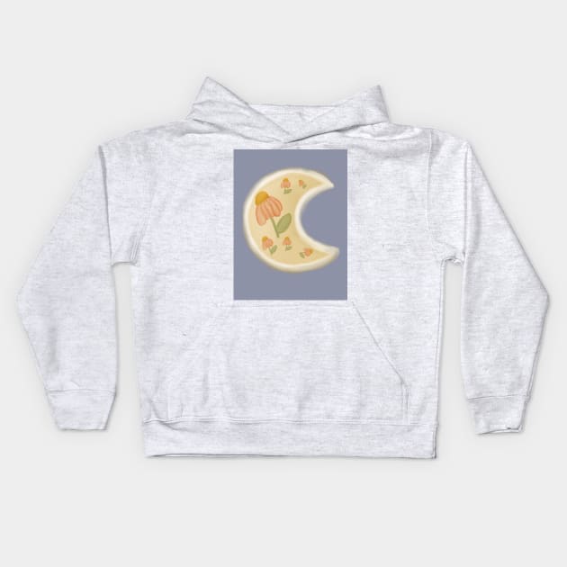 Flower Moon Kids Hoodie by NatLeBrunDesigns